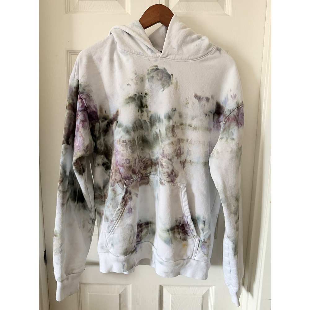 Talentless Tie Dye Hoodie Mens Medium White Green Purple Earth Tone Sweatshirt